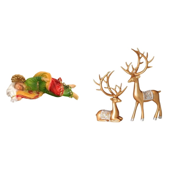 CoudarTitie European Joseph Statue Figure Collectable Craft Deer Lover Sculpture for Desk Display Sleeping Joseph Statue Resin Jesus Joseph Statue