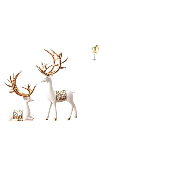 CoudarTitie European Reindeer Leaf Sculpture Collectable Craft Deer Lover Figurine Abstract Ornament for Home Bookshelf Bar Decoration