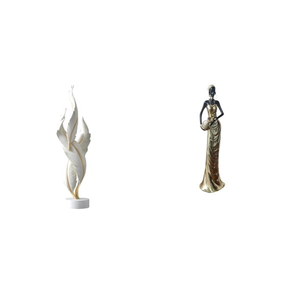 CoudarTitie Feather Sculpture Modern Statue Resin Collection African Figurine Tribal Lady Vintage Art Crafts Decorative Sculpture Desktop Ornament for Fireplace Cabinet Home Decor
