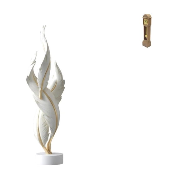 CoudarTitie Feathered Timepiece Modern Resin Art Sculpture Miniature Grandfather Clock Figurine Classic Vintage Decorative Ornament for Office Living Room Cabinet Fireplace