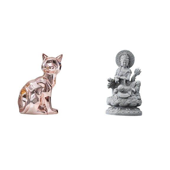 CoudarTitie Feline Graceful Sculpture Artistic Animal Figurine Feng Shui Inspired Buddha Craft Ornament for Elegant Home Decor and Tranquil Spaces