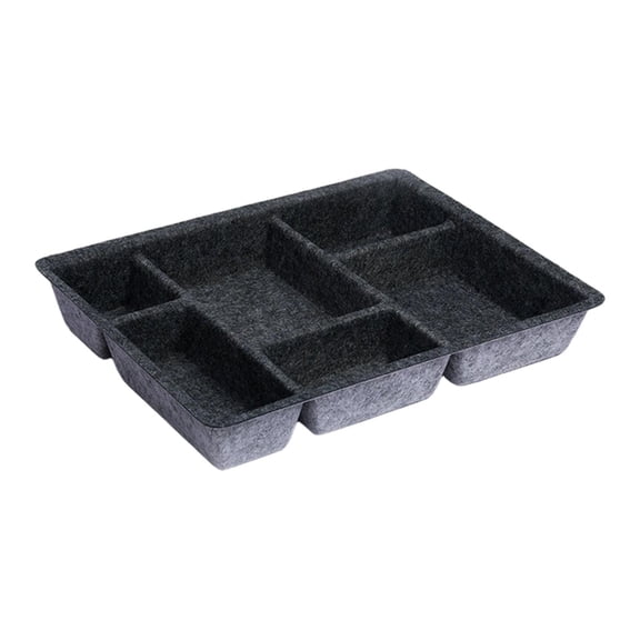 CoudarTitie Felt Drawer Organizer Tray 6 Compartments for Office Supplies Dresser Pantry Gray Black