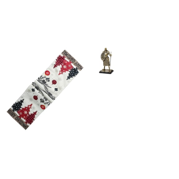 CoudarTitie Festive Winter Table Runner and European Knight Sculpture Ornament for Holiday Coffee Table and Entryway Living Room Home Decoration