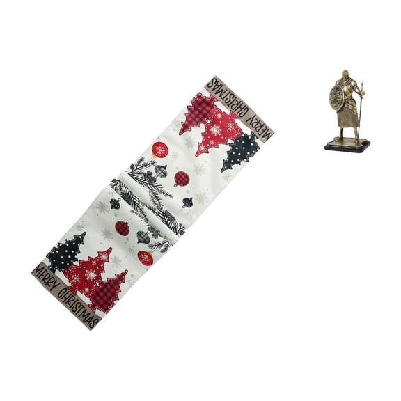 CoudarTitie Festive Winter Table Runner and European Knight Sculpture Ornament for Holiday Coffee Table and Entryway Living Room Home Decoration