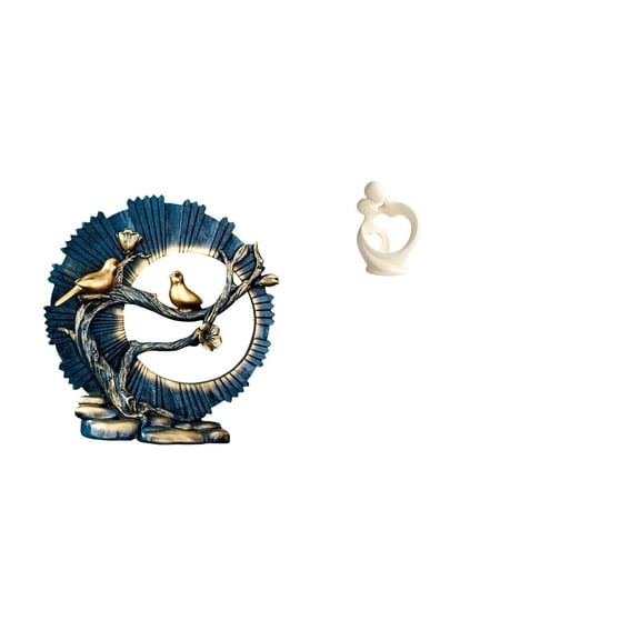 CoudarTitie Figurine Craft Knick Knack Resin Artistic Collection Couple Sculpture for House Decorations Bookshelf Living Room Desk Cabinet Home Decoration Anniversary Gift