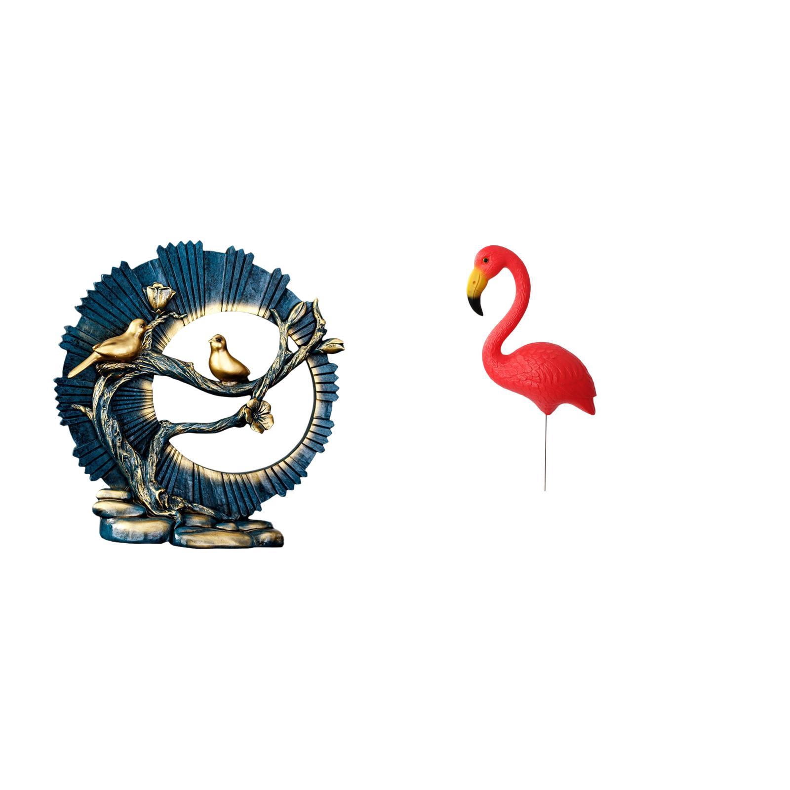 CoudarTitie Figurine Craft Knick Knack Resin Bird Statue Figurine Yard Art for House Decorations Bookshelf Living Room Indoor Desk Backyard Fairy Garden Accessories Flamingo Garden Stake