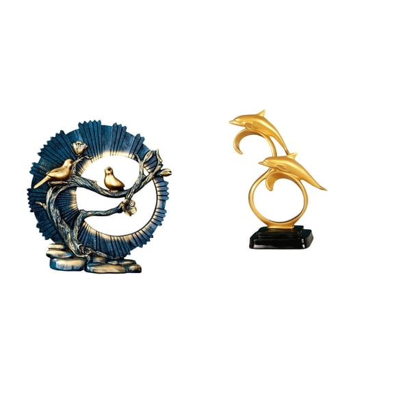 CoudarTitie Figurine Craft Knick Knack Resin Dolphin Desktop Ornaments Modern Lifelike Collectible for House Decorations Bookshelf Living Room Indoor Desk Entrance Cabinet Office Fireplace