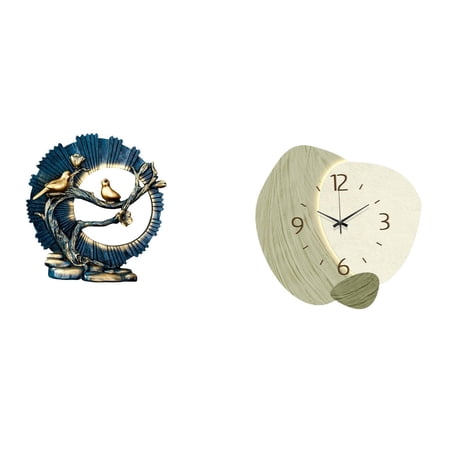 CoudarTitie Figurine Craft Knick Knack Resin Figurine for House Decorations Bookshelf Living Room Indoor Desk Silent Wall Clock Simple Wall Decor Room Decoration Cartoon Wall Hanging Clock