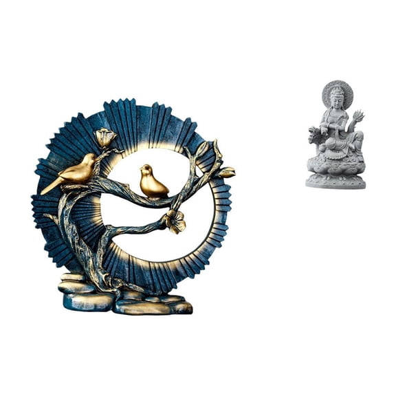 CoudarTitie Figurine Craft Knick Knack Resin Guan Yin Statue Kuanyin Figurine Feng Shui Gifts Female Buddha Sculpture Chinese for House Decorations Bookshelf Living Room Indoor Desk Hallway