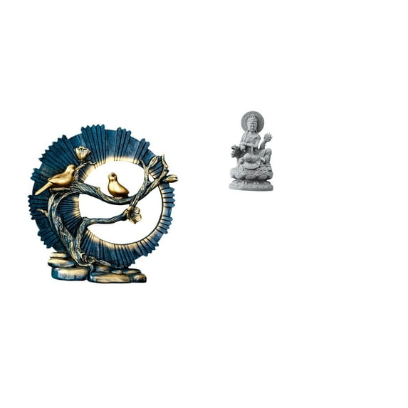 CoudarTitie Figurine Craft Knick Knack Resin Guan Yin Statue Kuanyin Figurine Feng Shui Gifts Female Buddha Sculpture Chinese for House Decorations Bookshelf Living Room Indoor Desk Hallway