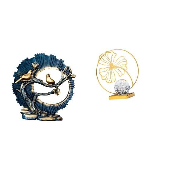 CoudarTitie Figurine Craft Knick Knack Resin Leaf Statue Iron Decorative Sculpture for House Bookshelf Living Room Office Desk Bedroom Fireplace Indoor