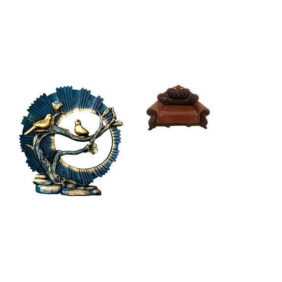 CoudarTitie Figurine Craft Knick Knack Resin Miniature Sofa Couch Single Chair Model DIY Accessory Furniture Room House Decorations Bookshelf Living Room Indoor Desk Micro Landscape Gift