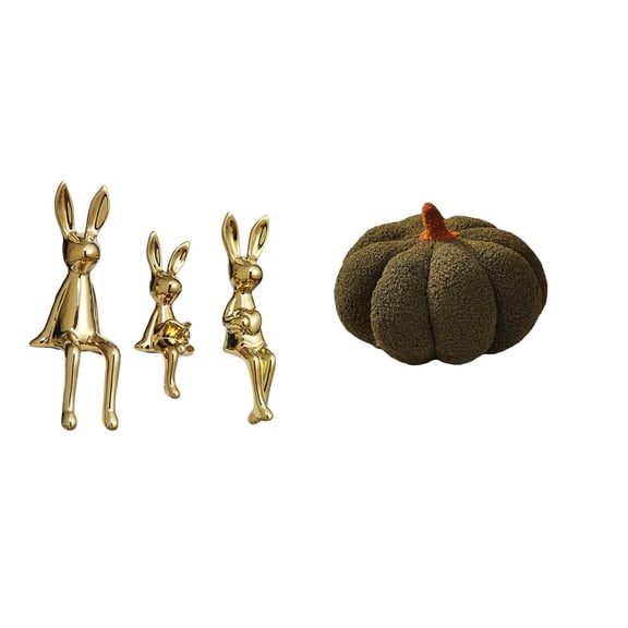 CoudarTitie Figurine Sculpture Sitting Statue Ornament Halloween Pumpkin Pillow Bunny Ceramic Decoration Suitable for Gift Giving Home Decoration Office