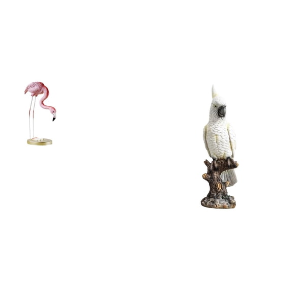 CoudarTitie Flamingo Parrot Resin Bird Animal Statue Sculpture Modern Art Home Decor Garden Figurine with Metal Stand Indoor Decorative Ornament for Desk Table Ce