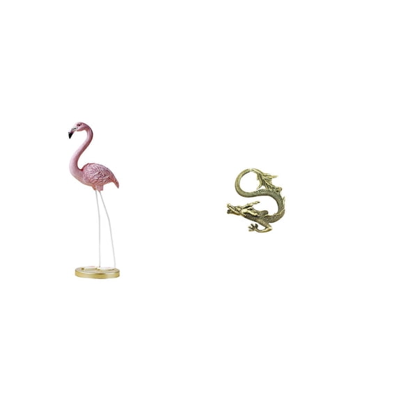 CoudarTitie Flamingo Resin Brass Bird Sculpture Modern Art Figurine Home Decor Garden Statue with Metal Stand for Yard Pond Flowerbed Bedroom Office
