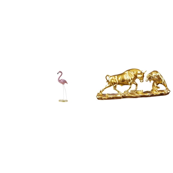 CoudarTitie Flamingo Resin Statue Bird Sculpture Home Decor Fireplace Modern Art Garden Figurine with Metal Stand for Yard Pond Flowerbed Bull Figurine Feng Shui Bear and Bull Statue Modern