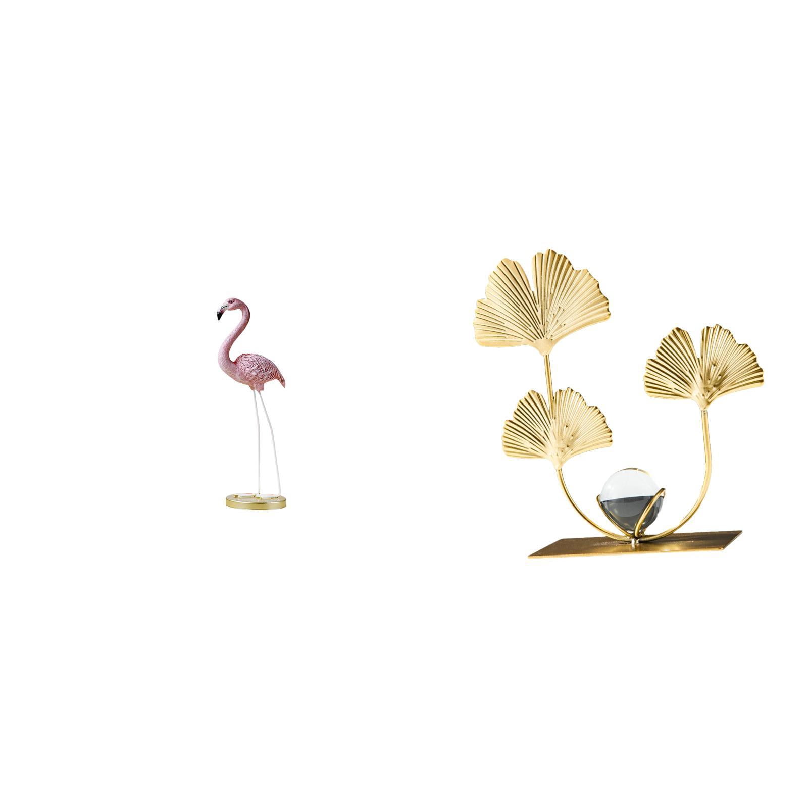 CoudarTitie Flamingo Resin Statue Bird Sculpture Home Decor Fireplace Modern Art Garden Figurine with Metal Stand for Yard Pond Flowerbed Leaves Statue Bookshelf Leaf Sculpture Birthday