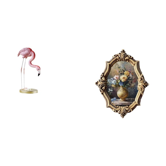 CoudarTitie Flamingo Resin Statue Bird Sculpture Home Decor Fireplace Modern Art Garden Figurine with Metal Stand for Yard Pond Flowerbed Photo Frame Resin Pictur
