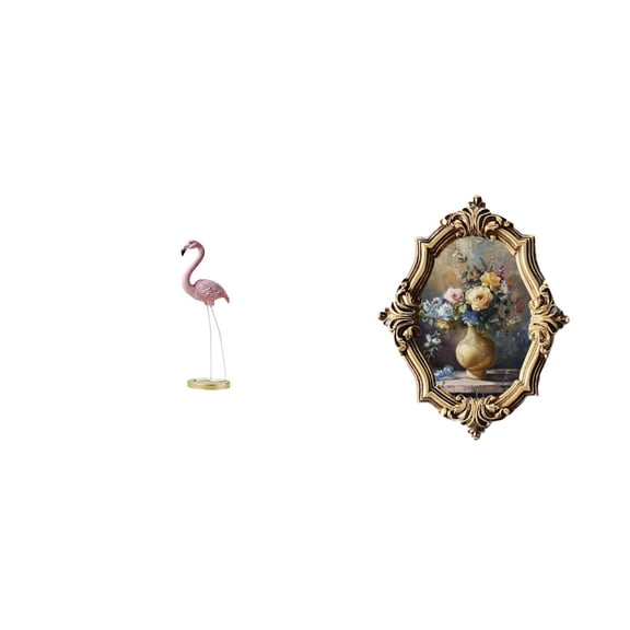 CoudarTitie Flamingo Resin Statue Bird Sculpture Home Decor Fireplace Modern Art Garden Figurine with Metal Stand for Yard Pond Flowerbed Photo Frame Resin Picture Frame Vintage Design Art