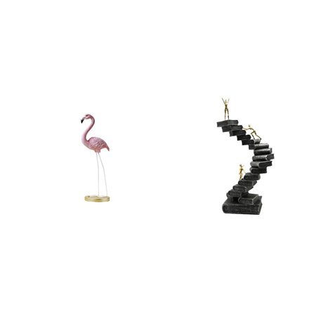 CoudarTitie Flamingo Thinker Resin Statue Abstract Bird Sculpture Modern Art Figurine with Metal Stand for Home Garden Bookshelf Desktop Table Decorations