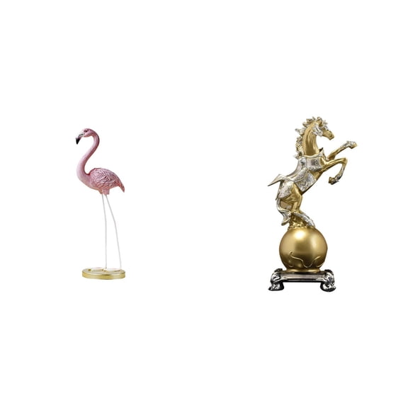 CoudarTitie Flamingorse Resin Bird Horse Sculpture Modern Art Figurine Home Decor Collectible Ornament for Garden Yard Living Room Shelf Centerpiece