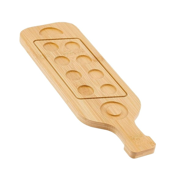 CoudarTitie Flight Board for Tasting 8 Slots with Handle Serving Tray for BBQ Party Beer