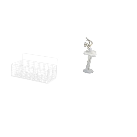 CoudarTitie Floating Metal Wall Organizer Basket and Modern Dancing Girl Figurine Sculpture for Kitchen Bathroom Living Room Bedroom Office Entrance Decor