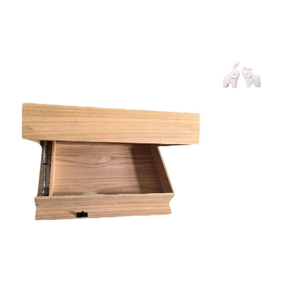 CoudarTitie Floating Shelf Wall Mounted Drawer with Compartment and Elephant Sculptures Ornaments Unique Tabletop Decoration Storage Rack for Home Decor Entrance Office Bedroom Dorm Room