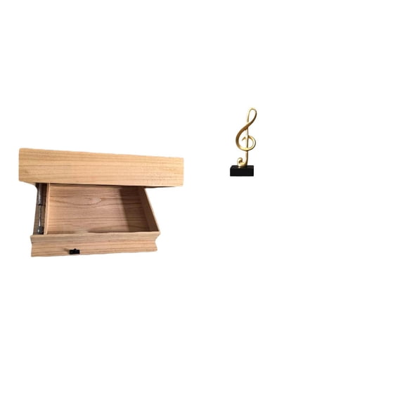 CoudarTitie Floating Shelf Wall Mounted Drawer with Compartment and Music Note Sculpture Musical Figurine Resin Creative Tabletop Ornament for Home Decor Storage Rack Dorm Room Apartment Office