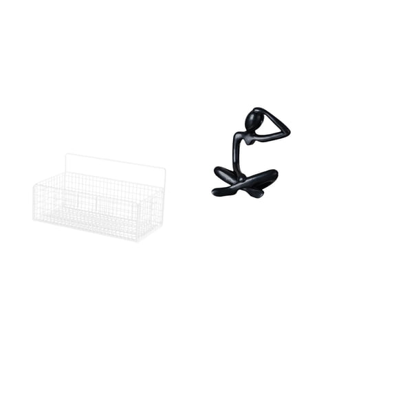 CoudarTitie Floating Wire Basket Sculpture Organizer for Kitchen Bathroom Living Room Shelf Desk Modern Abstract Thinker Statue Decorative Ornament Collection