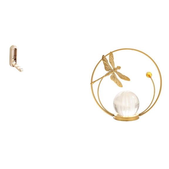 CoudarTitie Folding Wall Hook Organizer with Crystal Ball Sculpture Metal Figurine Desk Ornament for Bathroom Closet Hallway Fireplace Bedroom Living Room