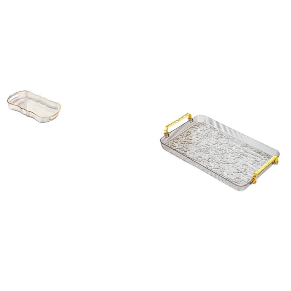 CoudarTitie Food Serving Tray Bathroom Vanity Tray Fruit Tray Cafe Cafeteria Food Tray Cosmetic Storage Tray Dessert Plate Coffee Table Tray with Handle Jewelry Storage Tray for Dining Room