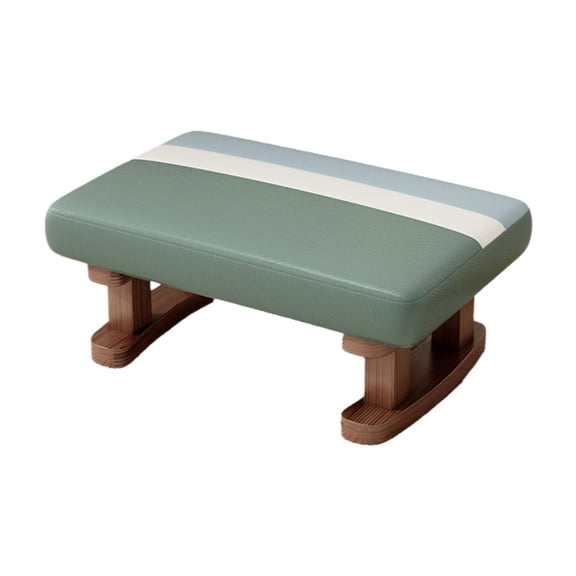 CoudarTitie Foot Rest with Wooden Legs Rectangle Step Stool for Dining Bed Shoe Changing Green