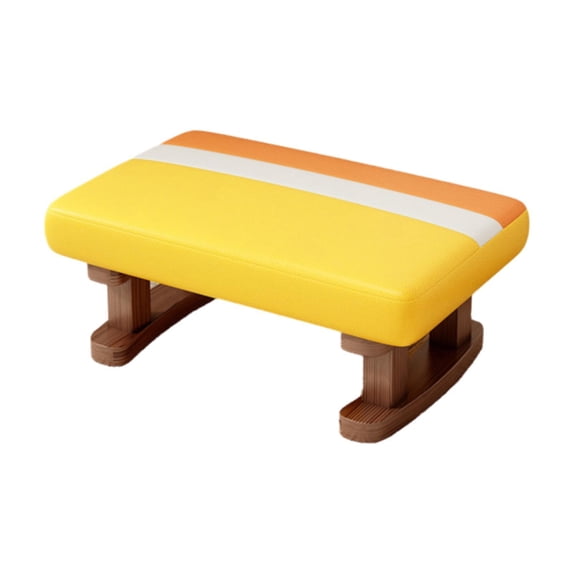 CoudarTitie Foot Rest with Wooden Legs Rectangle Step Stool for Dining Bed Shoe Changing Yellow