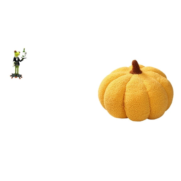 CoudarTitie Frog Statue and Pumpkin Plush Decorative Sculpture for Fireplace Shelf Sofa Cushion Bedroom Entrance Ornament Gift