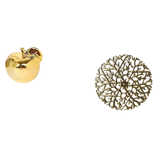 CoudarTitie Fruit Ceramic Figurine Ornament Collection and Metal Wall Art Sculpture Rustic Scenic Wrought Iron Statue Plaque 3D Hanging Decoration for Office Living Room