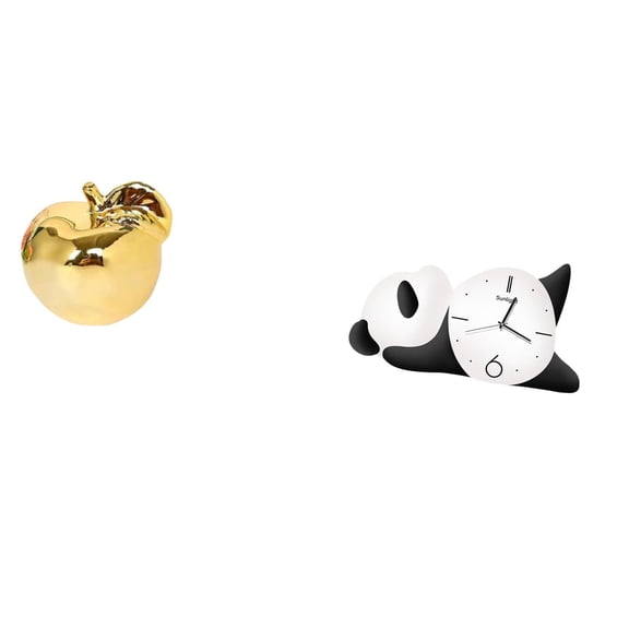 CoudarTitie Fruit Panda Ceramic Sculpture Figurine Decoration Collection Craft Delicate Ornament Desktop Statue Modern Cute Home Decor for Porches Restaurants Offices Living Room