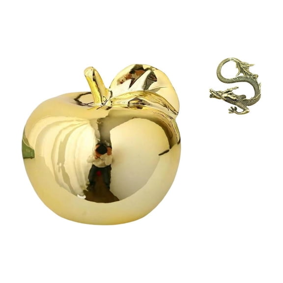 CoudarTitie Fruit Sculpture Ceramic Figurine Brass Ornament Collection Craft Delicate Mini Statue Decoration for Porches Restaurants Offices Bedroom Home Tea Pet