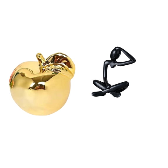 CoudarTitie Fruit Sculpture Ceramic Figurine Decoration Collection Craft Delicate Ornament Desktop Statue Thinker Abstract Decorative Figurine Simple Tabletop Ornament Modern Sculpture for