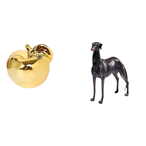 CoudarTitie Fruit Sculpture Ceramic Figurine Ornament Craft Decoration Collection for Porches Restaurants Offices and Greyhound Dog Resin Animal Statue Home Decor Table Centerpiece Sculpture