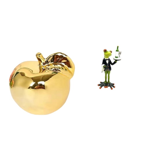CoudarTitie Fruit Waiter Frog Ceramic Animal Sculpture Figurine Decoration Collection Craft Delicate Ornament Desktop Statue for Porches Restaurants Offices Fireplace Entrance Shelf Birthday Gift