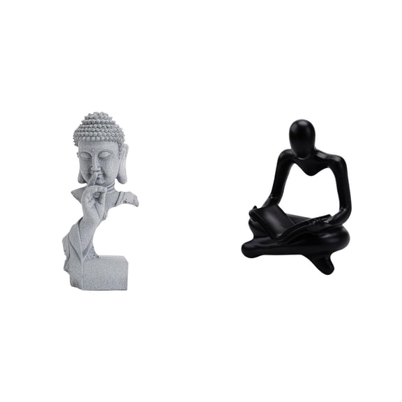CoudarTitie Gautama Buddha Meditation Figurine Sculpture for Indoor Outdoor Garden Housewarming Creative Abstract Thinker Statue Craft for Living Room Decoration