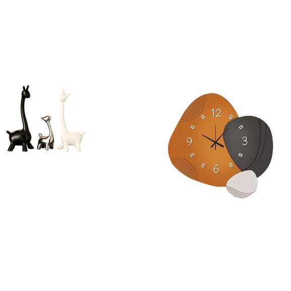 CoudarTitie Giraffe Figurines Ceramic Statue Centerpiece Modern Creative Desk Office Bookshelf Bedroom Decor Wall Clock Decorative Mount Festival Gift Ornament Art Watch Wood Home