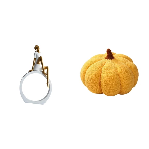 CoudarTitie Girl Pumpkin Figurine Women Statue Table Centerpieces Bedroom Readers Gift Bookshelf Farmhouse Abstract Sculpture Versatile Halloween Pillow Decoratio