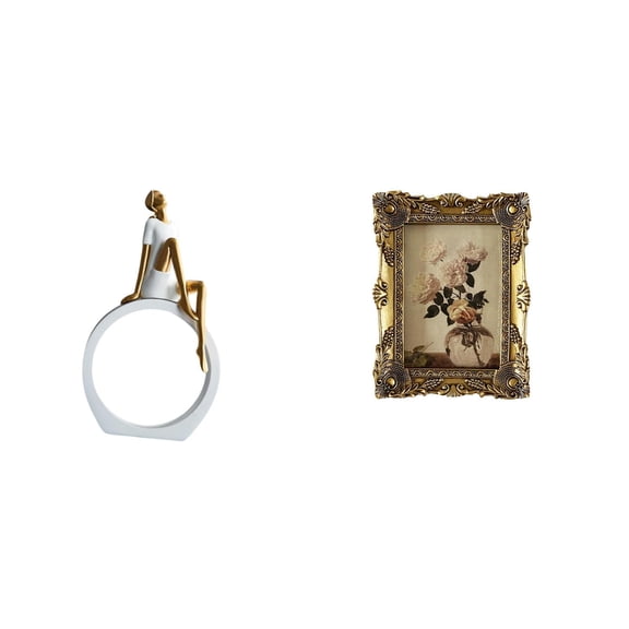 CoudarTitie Girl Statue Girl Women Statues Figurine Decoration Elegant Abstract Art Sculpture Creative Home Modern Gift Picture Frame Ornate Antique Baroque Frame