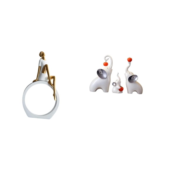 CoudarTitie Girl Statue Women Figurines Elephant Sculpture Ceramic Resin Art Decoration Creative Abstract Design Modern Home Ornaments Suitable for Living Room of