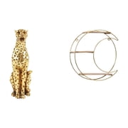 CoudarTitie Golden Tiered Cheetah Sculpture Shelf Centerpiece Modern Animal Figurine Wall Mounted Tabletop Ornament for Office Home Decor Collectibles Trophy