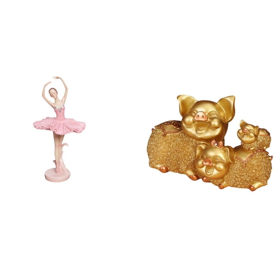 CoudarTitie Graceful Dancer Piglet Resin Sculpture Collectible Figurine Novelty Gift for Office Study Room Bookshelf Entrance Shelf Centerpiece Decor