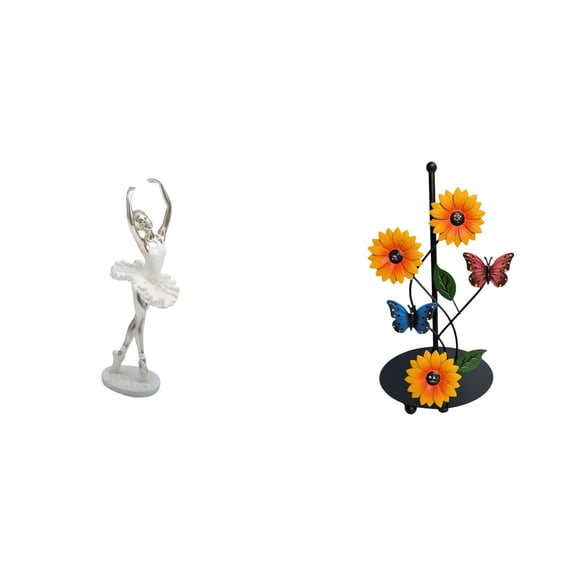 CoudarTitie Graceful Sunflower Dancer Figurine Modern Art Sculpture with Vertical Tissue Holder Creative Desktop Ornament for Bedroom Office Home Decor