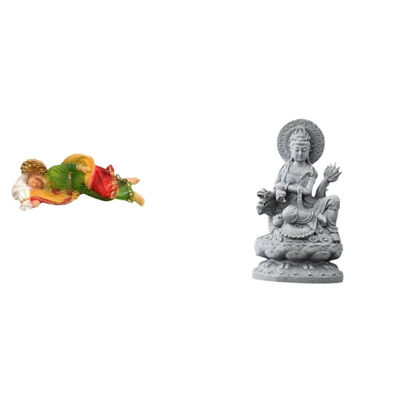 CoudarTitie Guan Yin Statue Sleeping Joseph Figurine Religious Resin Sculpture Tabletop Artwork Ornament Crafted with Stone Texture Suitable for Chapel Garden Hom
